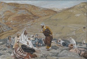 Kirjankirjoittaja seisoi kiusaamassa Jeesusta, esimerkki teoksesta The Life of Our Lord Jesus Christ, 1886-94 (wc grafiitin päällä paperilla) tekijältä James Jacques Joseph Tissot