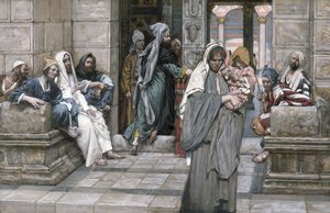 The Widows Mite, kuvitus teokseen The Life of Christ, n. 1884-1896 (wc ja guassi pahville) tekijältä James Jacques Joseph Tissot