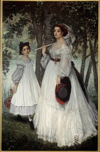 Kaksi sisarta eli "" muotokuvia puistossa" Jacques Josephin (Jacques-Joseph) maalaus Tissot, James Tissot (1836-1902) tekijältä James Jacques Joseph Tissot