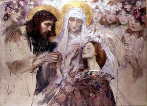 Pinagpapala ni Kristo ang isang Kabataang Babae (langis sa canvas)finn tekijältä James Jebusa Shannon