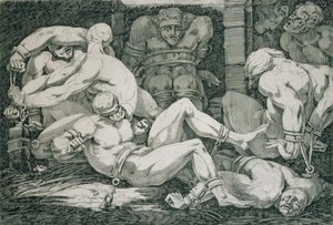 Ugolino ja hänen poikansa näläntornissa, 1700-luku tekijältä James Jefferys