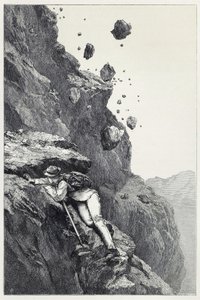 Cannonade on Matterhorn, Scramblesista Alppien joukossa vuosina 1860-69, pub. 1871 (kaiverrus)