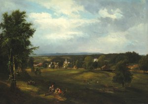 Village Scene lähellä Albanya, New York, 1850.