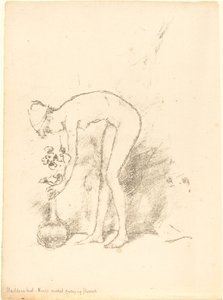 Alastonmalli asettelemassa kukkia tekijältä James Abbott McNeill Whistler
