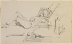 Mies makaamassa sängyllä tekijältä James Abbott McNeill Whistler