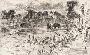 Maisema ja hevosia tekijältä James McNeill Whistler