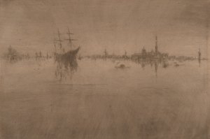 Nocturne, Venetsiasta, kahdentoista etsauksen sarja ("Ensimmäinen Venetsian setti") tekijältä James Abbott McNeill Whistler
