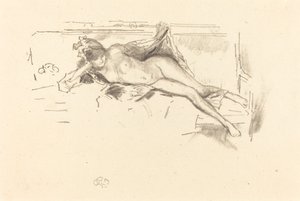 Alaston malli, makuuasentoon tekijältä James Abbott McNeill Whistler