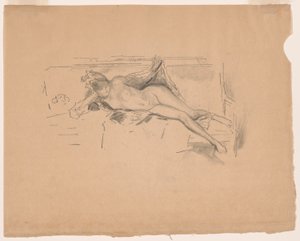 Alaston malli, makuuasentoon tekijältä James Abbott McNeill Whistler