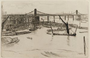 Vanha Hungerford Bridge tekijältä James Abbott McNeill Whistler