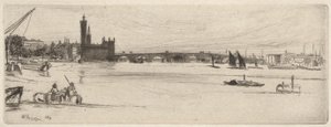 Old Westminster Bridge, Thames-sarjasta (sarja kuusitoista etsausta Thamesista ja muista aiheista) tekijältä James Abbott McNeill Whistler