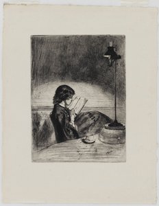 Lukeminen lampun valossa tekijältä James Abbott McNeill Whistler