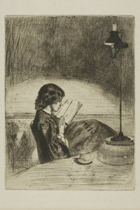 Lukeminen lampun valossa tekijältä James Abbott McNeill Whistler