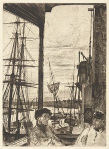 Rotherhithe (Wapping), Thames-sarjasta (Kuudentoista etsauksen sarja Thamesista ja muista aiheista) tekijältä James Abbott McNeill Whistler