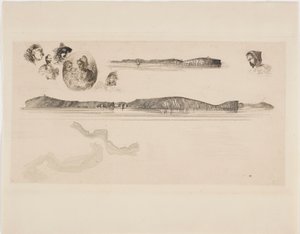Luonnokset rannikkomittauslevyllä tekijältä James Abbott McNeill Whistler