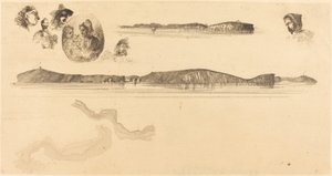 Luonnokset rannikkomittauslevyllä tekijältä James Abbott McNeill Whistler