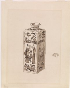 Neliönmuotoinen kanisteri pitkällä kaulalla tekijältä James Abbott McNeill Whistler