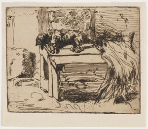 Koira kennelissä tekijältä James Abbott McNeill Whistler