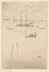 ”Pieni laguuni”, teoksesta ”Ensimmäinen Venetsia-sarja” (”Venetsia, sarja kahdestatoista etsauksesta”) tekijältä James McNeill Whistler