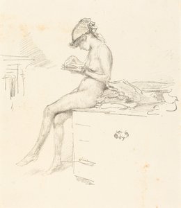 Pieni alastonmalli lukemassa tekijältä James McNeill Whistler