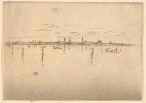 Pikku Venetsia, ensimmäisestä Venetsian sarjasta (Venetsia, 12 etsauksen sarja) tekijältä James Abbott McNeill Whistler