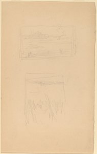 Brittiläisten taiteilijoiden seurassa ripustettiin kaksi luonnosta maisemakuvista tekijältä James Abbott McNeill Whistler