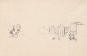 Kaksi kokeiluluonnosta: A. Grand Rue, Dieppe; B. Sisustus tekijältä James Abbott McNeill Whistler