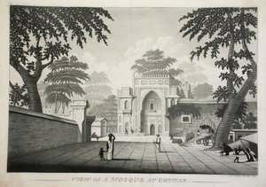 Näkymä moskeijalle Chunarin pubissa. 1810 kaiverrus. tekijältä James Moffat