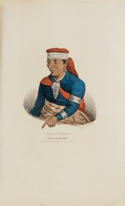 KEE-O-TUCK-KEE; Pottowattomien päällikkö, julkaisusta The Aboriginal Portfolio. tekijältä James Otto Lewis