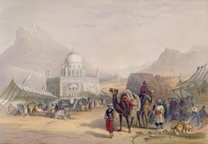 Afganistanin kuninkaan Ahmed Shauhin temppeli, Kandahar, levy 27 teoksesta "Afghanistanin maisema, asukkaat ja puvut", kaiverrus Robert Carrick (n. 1829-1904) 1848