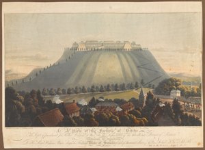 Näkymä Bitchen linnoitukselle. Brittiläisten sotavankien rangaistusvarasto, 1799