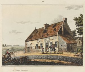 La Belle Alliance, teoksesta "An Historical Account of the Battle of Waterloo", 1817 (värillinen akvatinta)