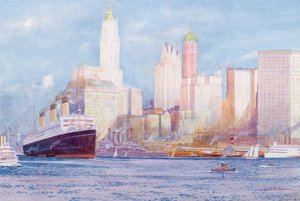 White Star Line "Majestic" New Yorkin satamassa tekijältä James Scrimgeour Mann