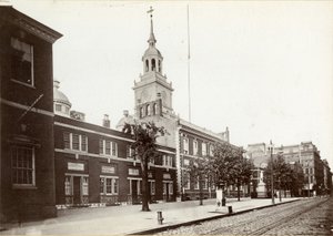 Independence Hall, Chestnut Street, South Side 5th ja 6th Streetin välissä, 1898 (bw kuva) tekijältä James Shields