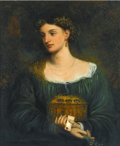 Prerafaeliittisia maalauksia: Pandora (Pandore) par Smetham, James (1821-1889), n. 1865. Öljy kankaalle, 76,5x61. Yksityinen kokoelma