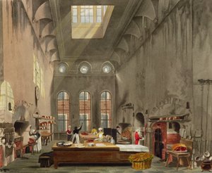 Keittiö, St. Jamesin palatsi, kaiverrus William James Bennett (1787-1844) William Henry Pynen (1769-1843) pubista "The History of the Royal Residences". 1819