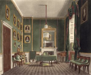 Vihreä vaatekaappi, Buckingham House, kirjasta "The History of the Royal Residences", kaiverrus Daniel Havell (1785-1826), William Henry Pyne (1769-1843), 1819