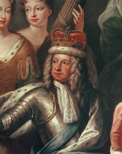 Yksityiskohta George I:stä Greenwichin Painted Hallista