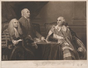 John Dunning, ensimmäinen paroni Ashburton, eversti Isaac Barre ja William Petty, Shelburnen toinen jaarli, Lansdownen markiisi tekijältä James Ward