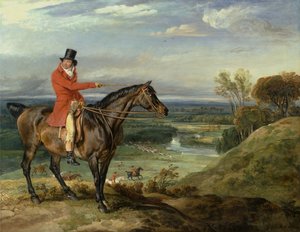 John Levett Hunting at Wychnor, Staffordshire [vaihtoehtoinen nimi: Theophilus Levett and a Favorite Hunter). tekijältä James Ward