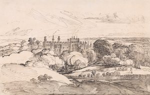 Lean linna metsän ylhäältä, 1814 (kynä ja musta muste paperille) tekijältä James Ward