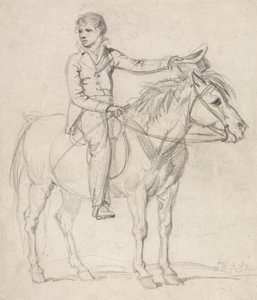 Lord Stanhope (1753-1816) ponilla ratsastavana poikana (kynä paperilla) tekijältä James Ward
