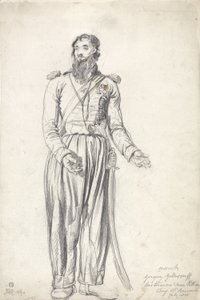 The Cossack, Gregory Yelloserf, heinäkuu 1814 (musta liitu ja akvarelli paperille) tekijältä James Ward