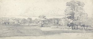 Old Hall, Tabley, Parklandin ympäröimä, 20. heinäkuuta 1814 (kynä paperille) tekijältä James Ward
