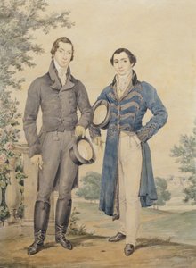 Kahden herran muotokuva, 1817 (lyijykynä & wc, korotettu valkoisella) tekijältä James Warren Childe