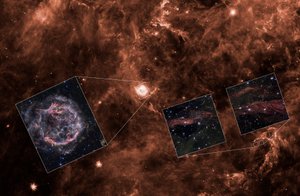 Cassiopeia A:n valon heijastukset (Spitzer-konteksti) tekijältä James Webb Space Telescope (NASA)