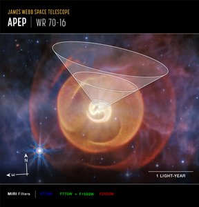 Wolf-Rayet-tähti Apep (MIRI Compass -kuva) tekijältä James Webb Space Telescope (NASA)