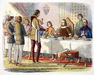 Prinssi Edward palvelee John of Artoisia pöydässä voitettuaan hänet Poitiersissa, 1356 1864 tekijältä James William Edmund Doyle