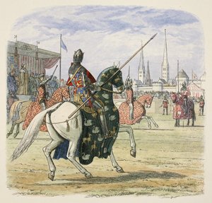 Richard II lopettaa kaksintaistelun Herefordin ja Norfolkin välillä, A Chronicle of England eKr. 55 - 1485 jKr, pub. Lontoo tekijältä James William Edmund Doyle