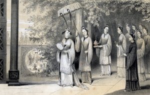 Keisarinna ja hänen palvelijansa etenevät temppeliin Mulperilehtosta, 1847.